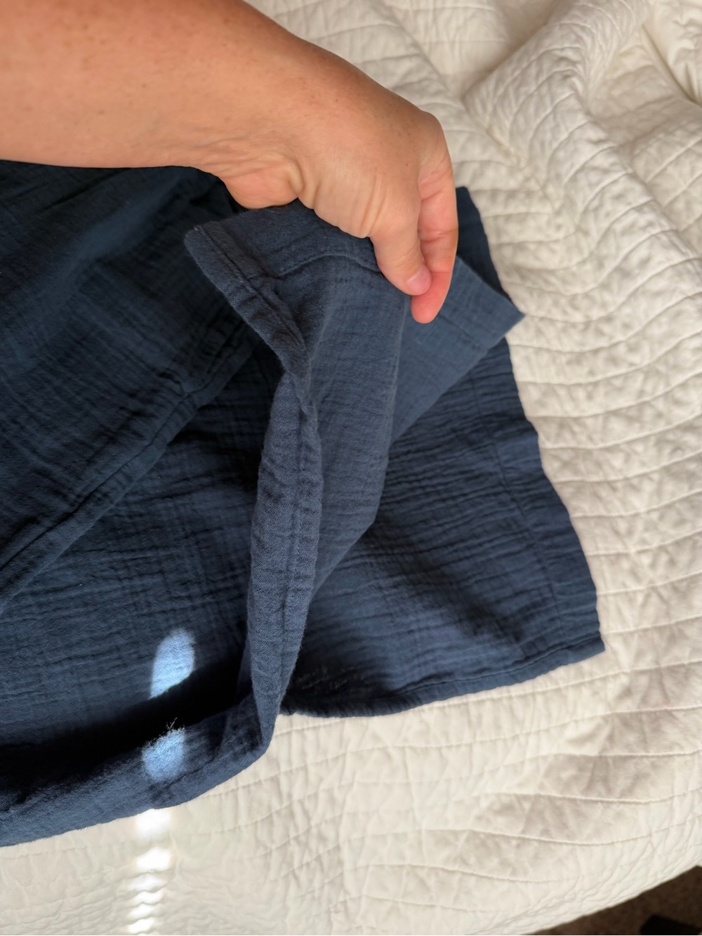 Pact Double gauze organic cotton split him lounge pants medium blue - Picture 3 of 4
